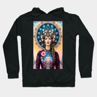 Art Deco Girl with Flowers Hoodie